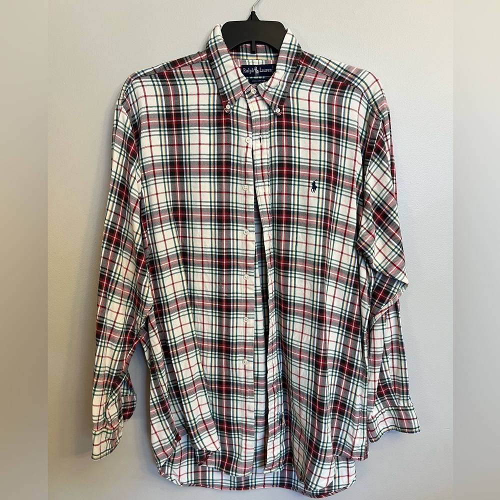 Ralph Lauren Red and Green Casual Button Down Shirt